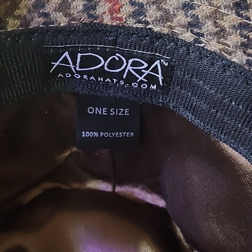 ADORA Houndstooth Fedora with Red and Black Accents - Picture 3 of 5